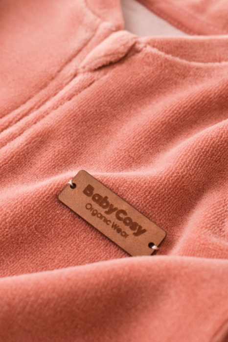 Salopeta cu maneca lunga si fermoar din 80%bumbac organic si 20% poliester - caramiziu, babycosy - imagine produs HeiBebe.ro [6]