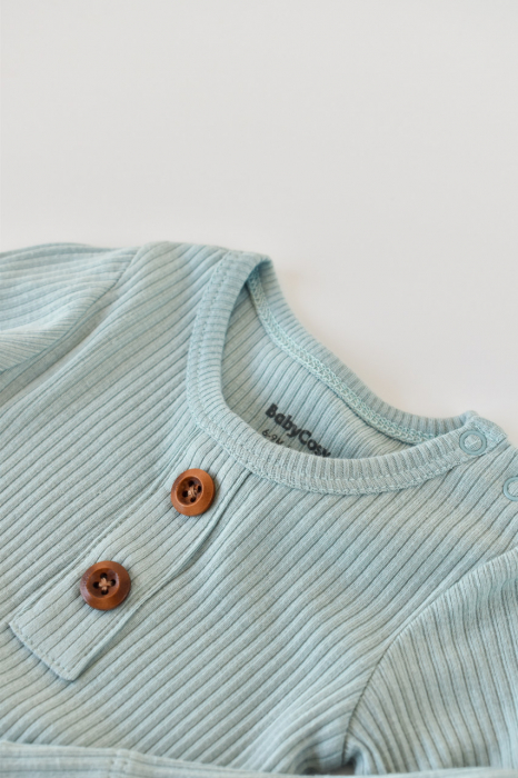 Salopeta cu maneca lunga si pantaloni lungi din bumbac organic si modal - mint babycosy - imagine produs HeiBebe.ro [3]