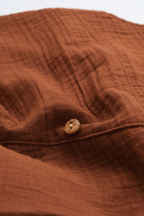Salopeta de vara cu pantaloni lungi din muselina, babycosy, 100%bumbac, caramiziu - imagine produs HeiBebe.ro [7]