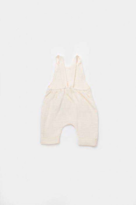 Salopeta de vara cu pantaloni lungi din muselina, babycosy, 100%bumbac, ecru - imagine produs HeiBebe.ro [2]