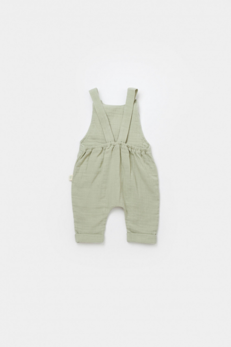 Salopeta de vara cu pantaloni lungi din muselina, babycosy, 100% bumbac organic, verde - imagine produs HeiBebe.ro [3]