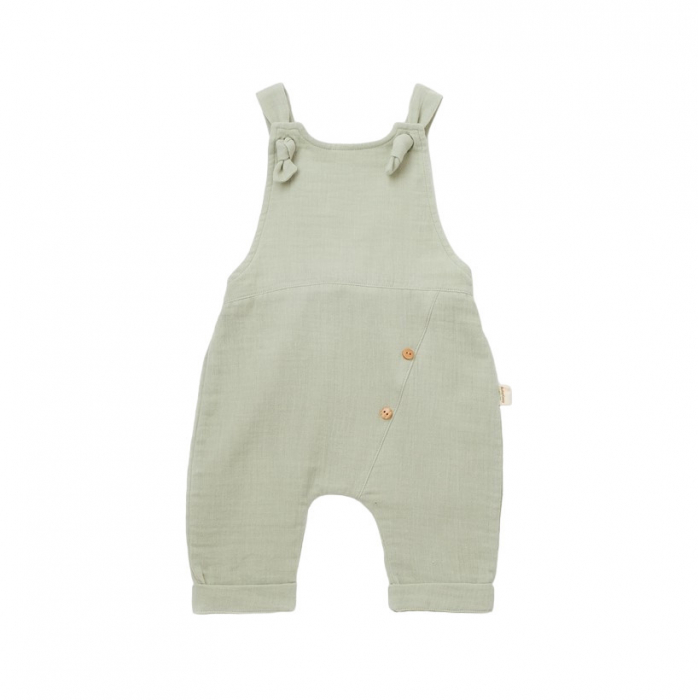 Salopeta de vara cu pantaloni lungi din muselina, babycosy, 100% bumbac organic, verde - imagine produs HeiBebe.ro [1]