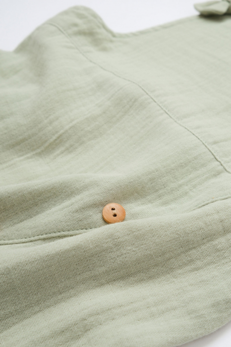 Salopeta de vara cu pantaloni lungi din muselina, babycosy, 100% bumbac organic, verde - imagine produs HeiBebe.ro [8]