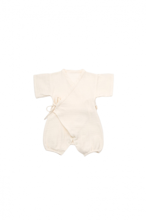 Salopeta petrecuta din muselina, babycosy, 100% bumbac organic, ecru - imagine produs HeiBebe.ro [8]