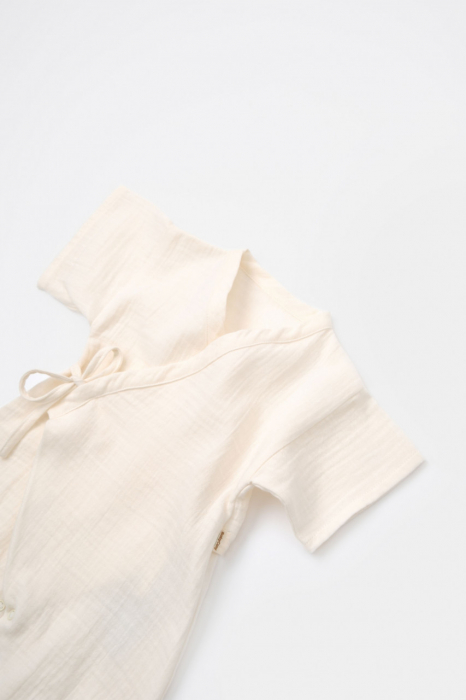 Salopeta petrecuta din muselina, babycosy, 100% bumbac organic, ecru - imagine produs HeiBebe.ro [5]