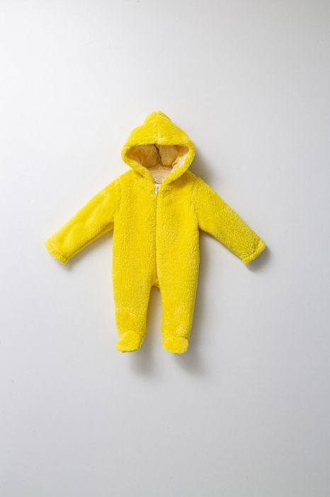 Salopeta plusata de iarna pentru bebelusi, tongs baby, captusita cu fermoar, galben - imagine produs HeiBebe.ro [1]