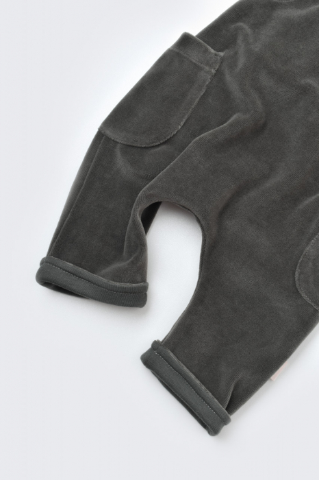 Salopeta velvet cu bretele din 80%bumbac organic si 20% poliester - antracit, babycosy - imagine produs HeiBebe.ro [4]