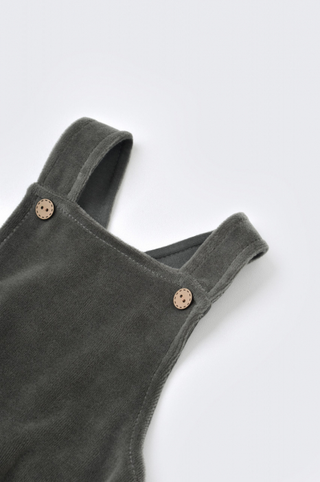 Salopeta velvet cu bretele din 80%bumbac organic si 20% poliester - antracit, babycosy - imagine produs HeiBebe.ro [2]