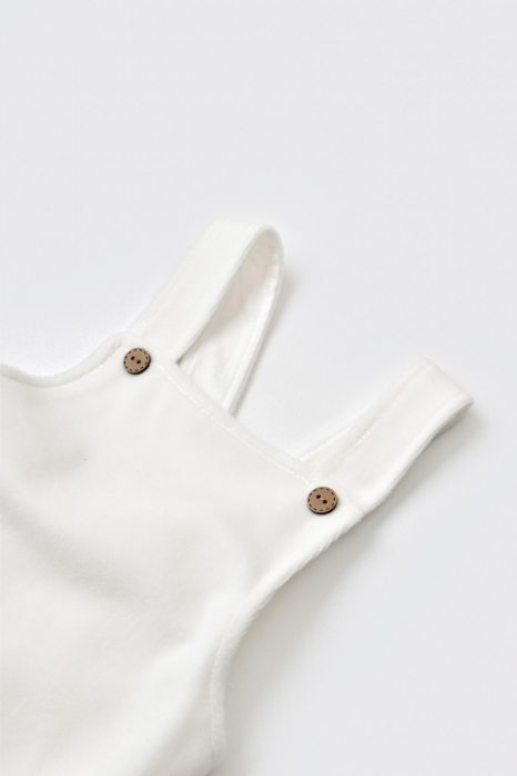 Salopeta velvet cu bretele din 80%bumbac organic si 20% poliester - ecru, babycosy - imagine produs HeiBebe.ro [2]