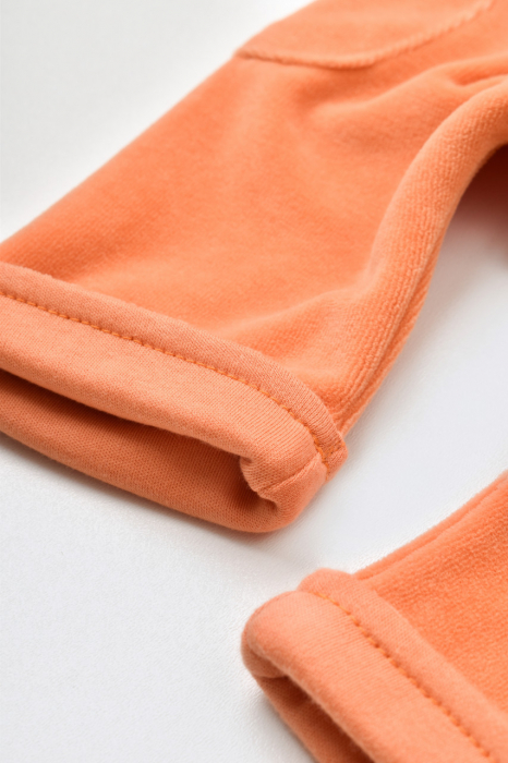 Salopeta velvet cu bretele din 80%bumbac organic si 20% poliester - portocaliu, babycosy - imagine produs HeiBebe.ro [5]