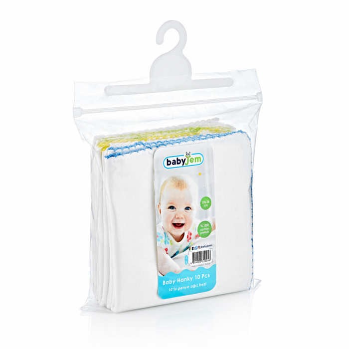 Set 10 batistute babyjem din bumbac pentru copii 20x20 cm - imagine produs HeiBebe.ro [3]