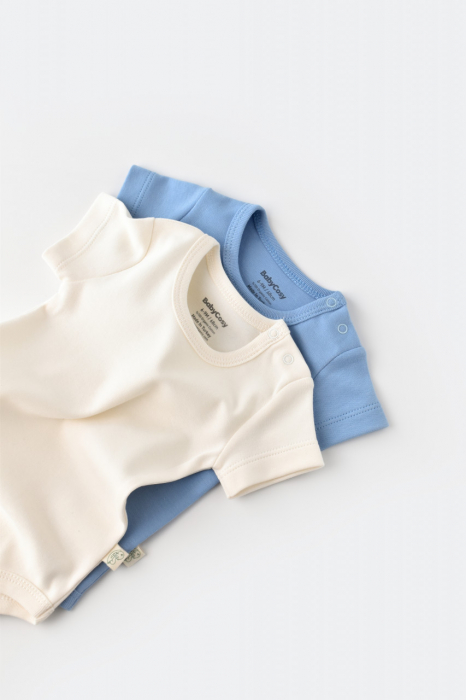 Set 2 body-uri bebe unisex -100% bumbac organic - ecru/bleu, babycosy - imagine produs HeiBebe.ro [3]
