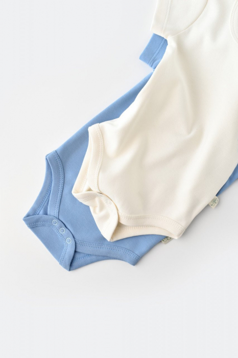 Set 2 body-uri bebe unisex -100% bumbac organic - ecru/bleu, babycosy - imagine produs HeiBebe.ro [8]
