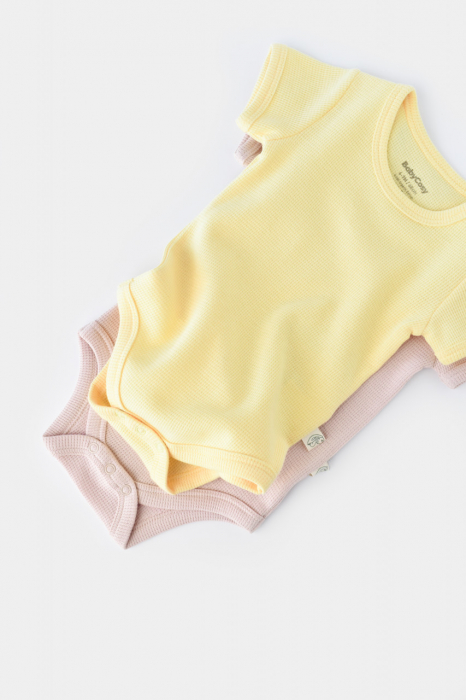 Set 2 body-uri bebe unisex -100% bumbac organic - galben/roz, babycosy - imagine produs HeiBebe.ro [3]