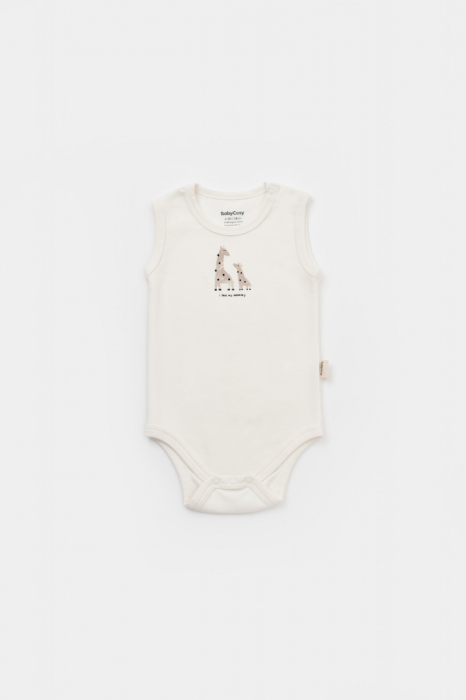 Set 2 body-uri fara maneci bebe unisex girafa, babycosy, 100% bumbac organic - imagine produs HeiBebe.ro [2]