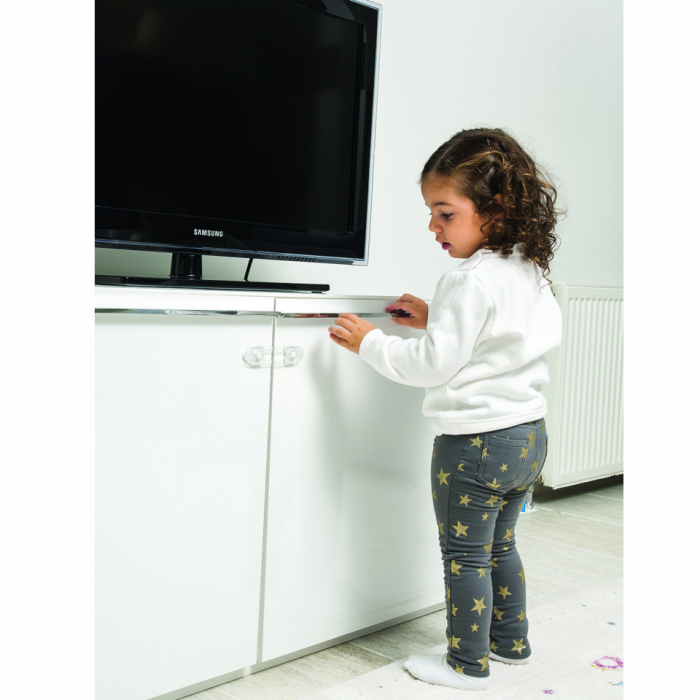 Set 2 mini sigurante universale pentru usi si dulapuri babyjem, albe - imagine produs HeiBebe.ro [4]