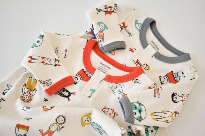 Set 2 salopetele cu maneca lunga si pantaloni lungi - 100%bumbac organic - rosu si gri, babycosy - imagine produs HeiBebe.ro [3]