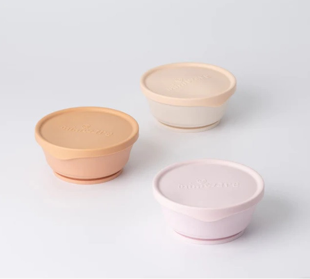 Set 3 boluri cu capac hrana bebelusi miniware, 100% din materiale naturale biodegradabile, cotton candy+toffee+vanilla - imagine produs HeiBebe.ro [2]