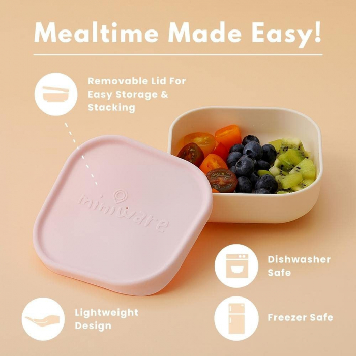 Set 3 boluri pentru hrana bebelusi miniware snack bowl, 100% din materiale naturale biodegradabile, aqua+grey+keylime - imagine produs HeiBebe.ro [4]