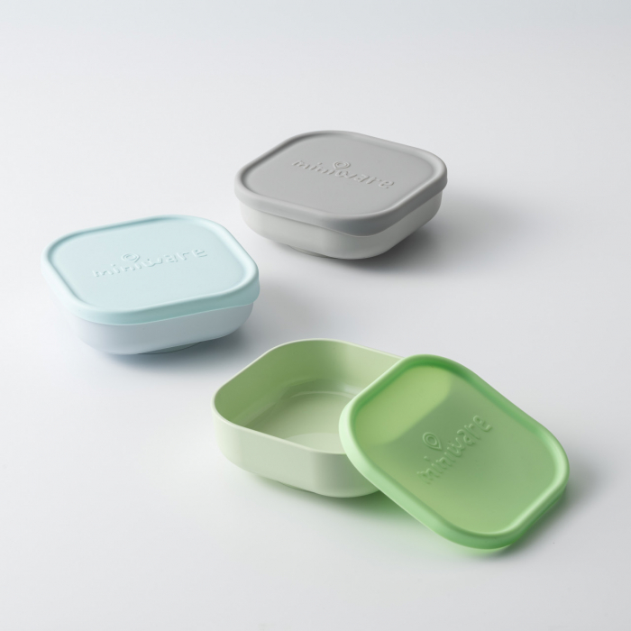 Set 3 boluri pentru hrana bebelusi miniware snack bowl, 100% din materiale naturale biodegradabile, aqua+grey+keylime - imagine produs HeiBebe.ro [3]