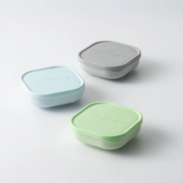Set 3 boluri pentru hrana bebelusi miniware snack bowl, 100% din materiale naturale biodegradabile, aqua+grey+keylime - imagine produs HeiBebe.ro [5]