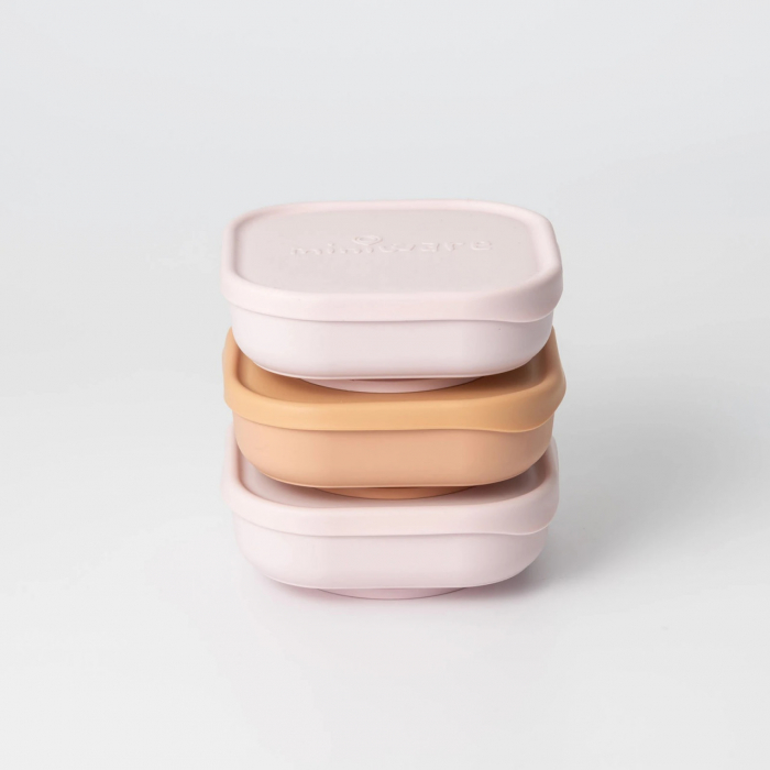 Set 3 boluri pentru hrana bebelusi miniware snack bowl, 100% din materiale naturale biodegradabile, cotton candy+toffee+vanilla - imagine produs HeiBebe.ro [1]