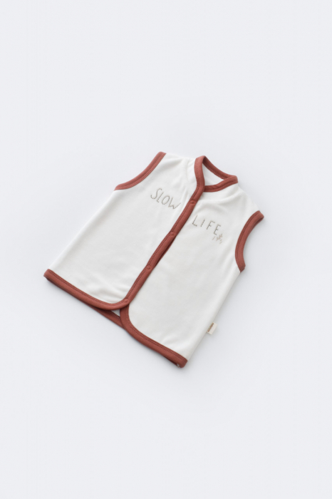 Set 3 piese broscuta cu body, pantalonasi si vestuta din 80%bumbac organic si 20% poliester - caramiziu, babycosy - imagine produs HeiBebe.ro [6]