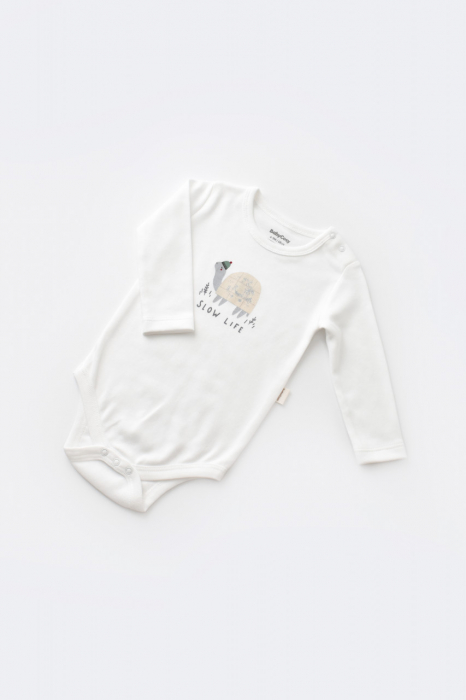 Set 3 piese broscuta cu body, pantalonasi si vestuta din 80%bumbac organic si 20% poliester - crem, babycosy - imagine produs HeiBebe.ro [3]