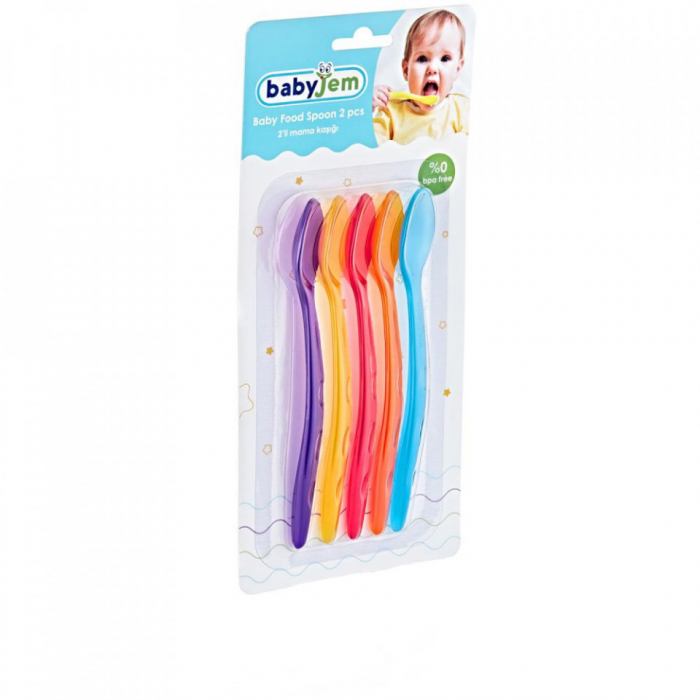 Set 5 lingurite multicolore babyjem rainbow - imagine produs HeiBebe.ro [1]