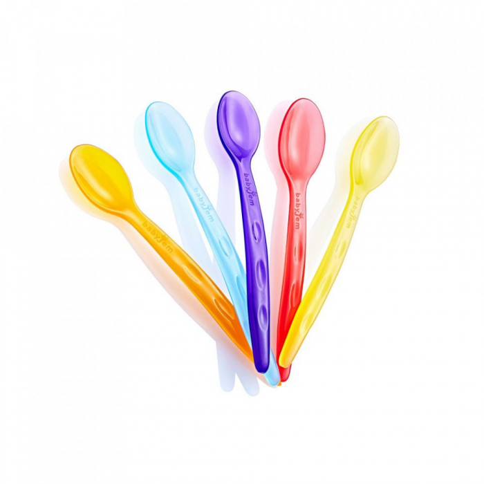 Set 5 lingurite multicolore babyjem rainbow - imagine produs HeiBebe.ro [2]