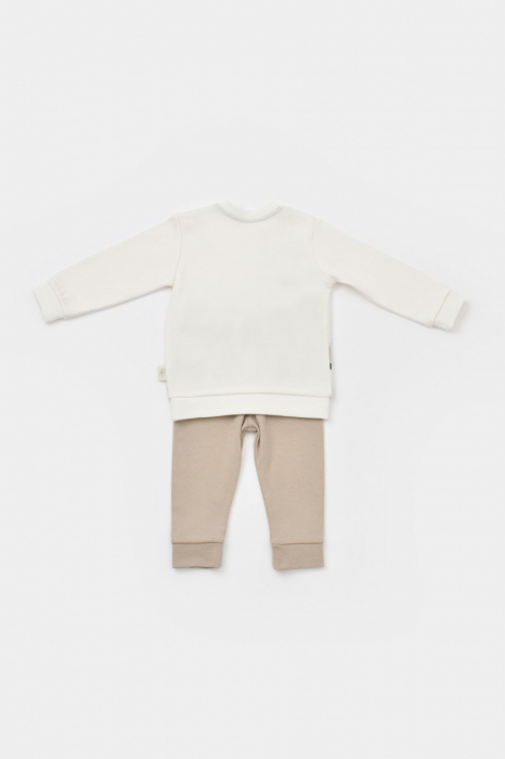Set bluzita cu maneca lunga si pantaloni lungi girafa, babycosy, 100% bumbac organic, ecru - imagine produs HeiBebe.ro [4]