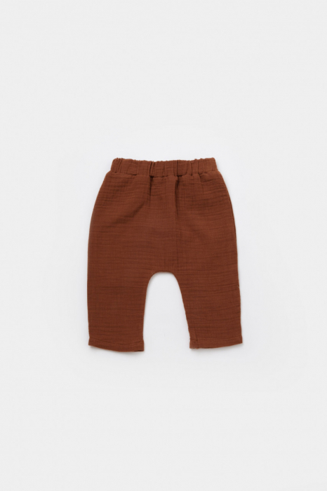 Set bluzita petrecuta si pantaloni lungi din muselina, babycosy, 100% bumbac organic, caramiziu - imagine produs HeiBebe.ro [8]