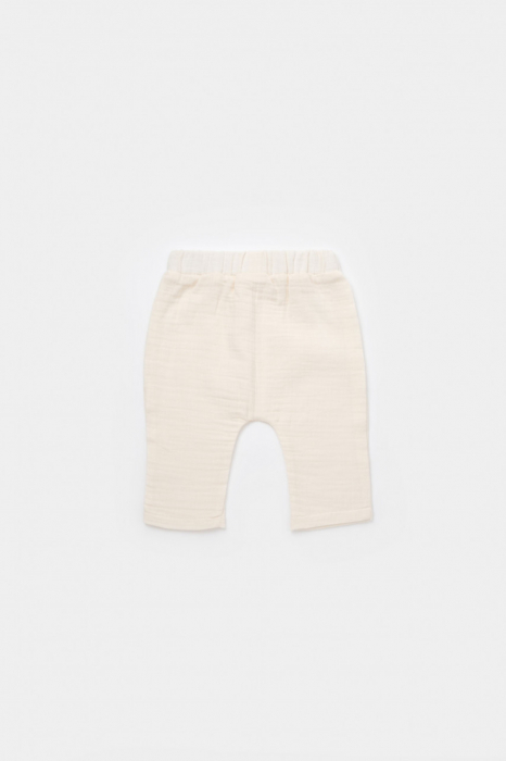 Set bluzita petrecuta si pantaloni lungi din muselina, babycosy, 100% bumbac organic, ecru - imagine produs HeiBebe.ro [6]