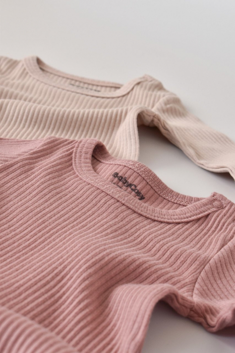 Set de 2 body-uri cu maneca lunga din bumbac organic si modal - roz/blush babycosy - imagine produs HeiBebe.ro [6]