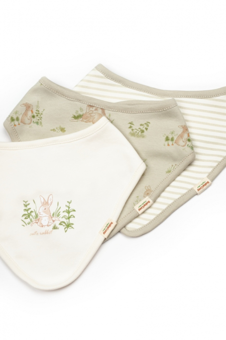 Set de 3 bavete pentru nou nascut, 100% bumbac organic, rabbit, babycosy - imagine produs HeiBebe.ro [1]
