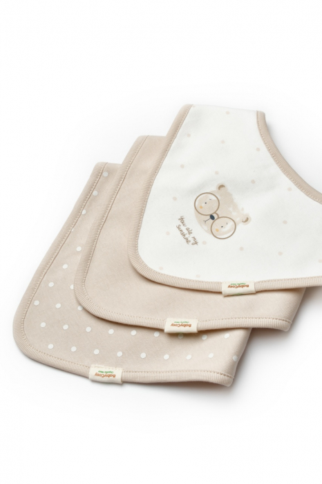 Set de 3 bavete pentru nou nascut, 100% bumbac organic, teddybear, babycosy - imagine produs HeiBebe.ro [4]