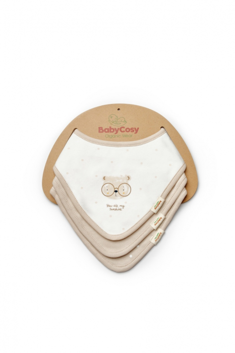 Set de 3 bavete pentru nou nascut, 100% bumbac organic, teddybear, babycosy - imagine produs HeiBebe.ro [2]