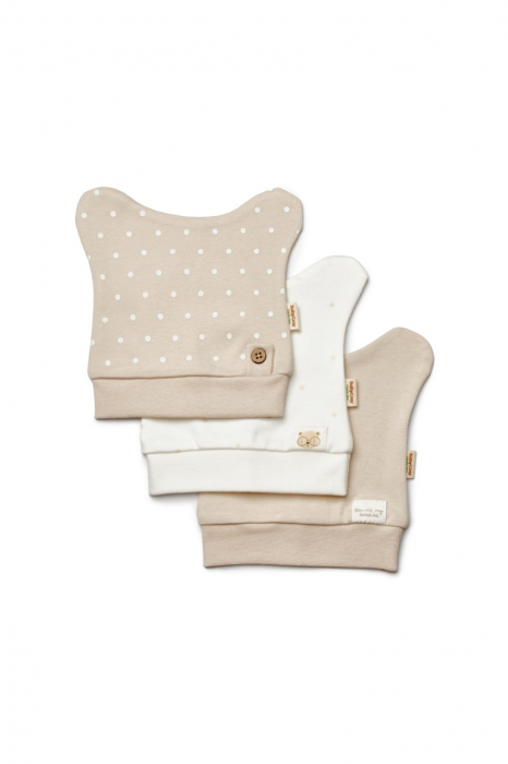 Set de 3 caciulite pentru nou nascut, 100% bumbac organic, teddybear, babycosy - imagine produs HeiBebe.ro [1]