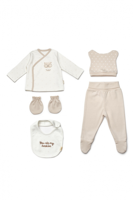 Set de 5 piese pentru nou nascut, 100% bumbac organic, teddybear, babycosy - imagine produs HeiBebe.ro [3]