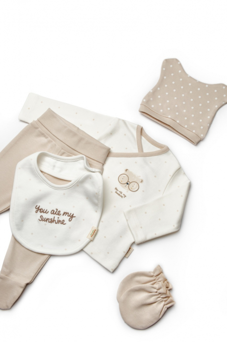 Set de 5 piese pentru nou nascut, 100% bumbac organic, teddybear, babycosy - imagine produs HeiBebe.ro [9]