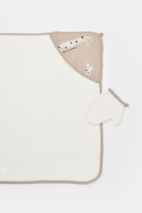 Set de baie cu prosop si manusa girafa, babycosy, mink - imagine produs HeiBebe.ro [3]