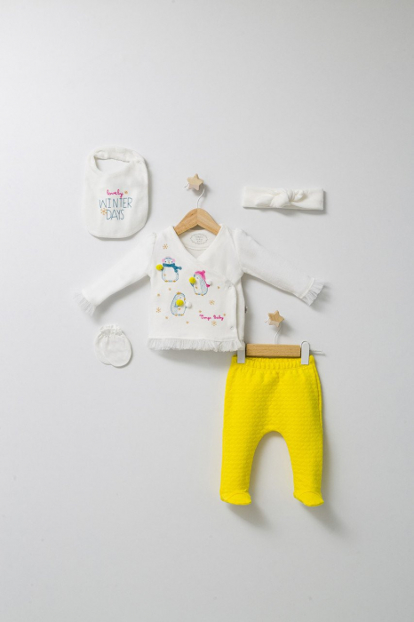 Set de iarna de 5 piese pentru nou nascut crazy penguins, tongs baby - imagine produs HeiBebe.ro [1]
