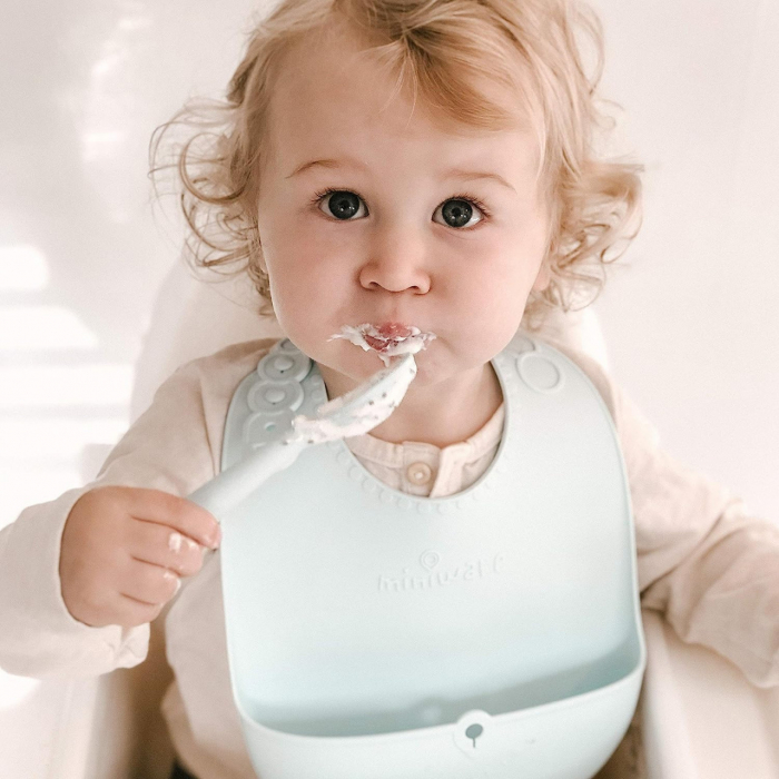 Set diversificare hrana bebelusi miniware first bites, 100% din materiale naturale biodegradabile, 4 piese, aqua - imagine produs HeiBebe.ro [6]