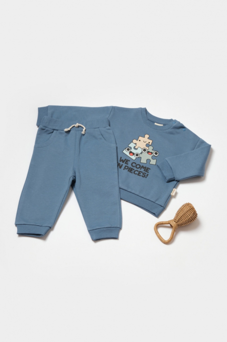 Set hanorac si pantaloni, two thread, 100%bumbac organic - indigo, babycosy - imagine produs HeiBebe.ro [1]