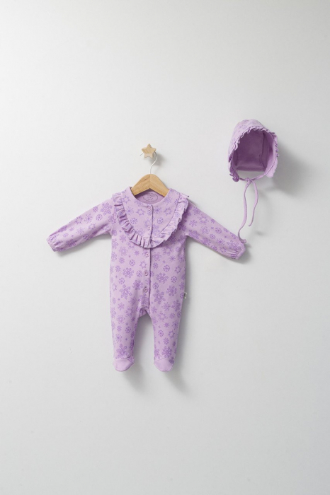 Set salopeta cu caciulita cu volanas pentru bebelusi ballon, tongs baby - imagine produs HeiBebe.ro [1]