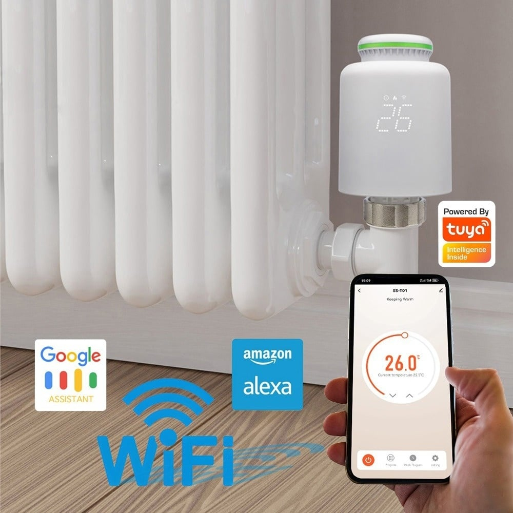 Cap termostatic WiFi Smart pentru calorifer – control prin aplicație mobilă, afișaj digital LED, filet M30x1.5 [5]