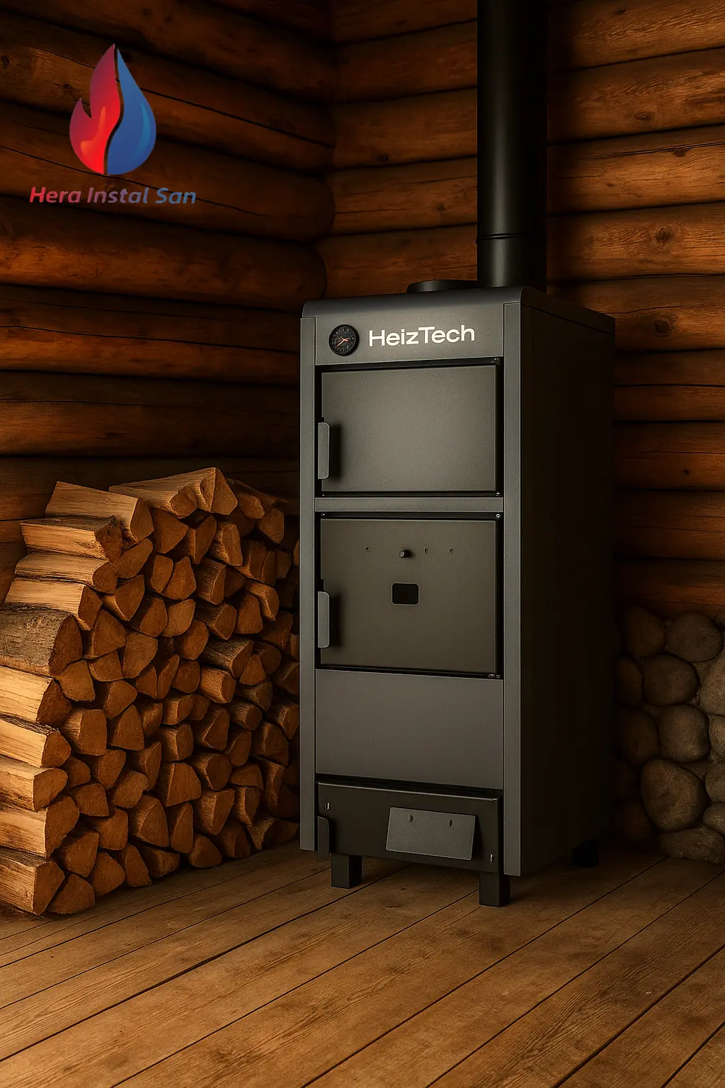 Cazan pe lemne HeizTech PMSBM48B, 47 kW, oțel 5 mm [2]