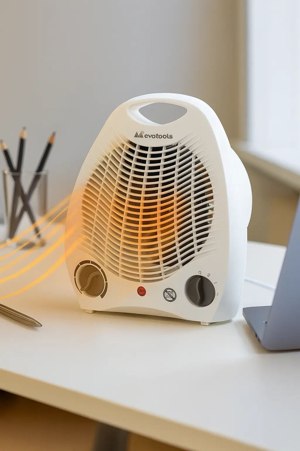 Aeroterma - Aeroterma electrică Evotools 2000W, 2 trepte de putere, termostat reglabil, protecție supraîncălzire, funcție aer rece