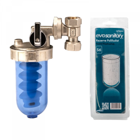 Sisteme filtrare , cartuse filtrante - Pachet Filtru Anticalcar + 6 Rezerve Polifosfat | Protecție Instalații