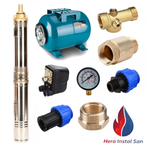 Pachete complete pompe submersibile - Pachet Pompa Submersibilă 8 Turbine EVOSANITARY + Accesorii Hidrofor | Debit 4000 l/h, 54 m, 750W